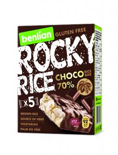 Benlian Rocky Rice rýžová tyčinka hořká 70% čokoláda mulipack 5x 18 g