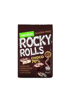 Benlian Rocky Rolls rýžové minichlebíčky s hořkou čokoládou 70%  70 g