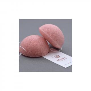 KONJAC Růžová konjac obličejová půlkulatá houbička s francouzským růžovým jílem