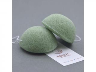 KONJAC Zelená konjac obličejová půlkulatá houbička se zeleným čajem