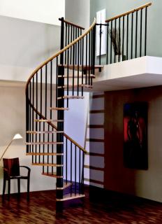 Točité vřetenové schody - Spiral Wood Black Spiral Wood Black: Průměr 120cm, sestava 12 stupňů + podesta
