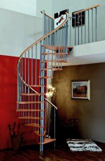 Točité vřetenové schody - Spiral Wood Silver Spiral Wood Silver: Průměr 120cm, sestava 12 stupňů + podesta - BUK