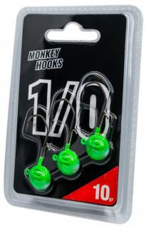 Monkey Lures Jigová hlavička MNKY Hooks 1/0 Green-White 3ks Varianta: 10gr