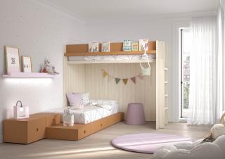 52mood - Dětský pokoj s patrovou postelí a spodní postelí s úložnými zásuvkami