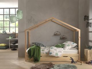 Dallas nízká domečková postel Barva: Dřevo, Varianta: Bez ohrádky