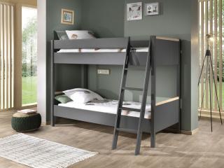 London patrová postel Barva: Tmavě šedá, Varianta postele: Dvě lůžka - horní a spodní + žebřík