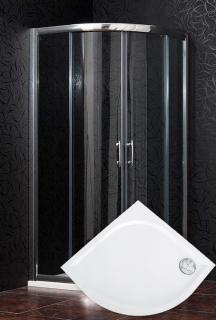 ARTTEC Sprchový kout čtvrtkruhový BRILIANT 80 x 80 x 198 cm čiré sklo s vaničkou z litého mramoru LINEA