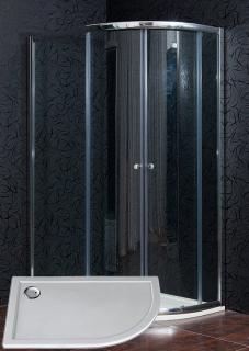 ARTTEC Sprchový kout čtvrtkruhový nástěnný KLASIK 120 x 90 cm čiré sklo s vaničkou z litého mramoru STONE levé provedení