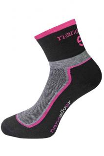 Cyklo ponožky se stříbrem + Coolmax® černá/růžová Velikost: L 43/46