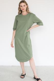 Khaki minimalistické šaty TUNIQ – nanoSPACE by LADA Velikost: XL