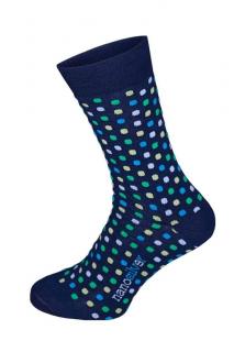 Společenské ponožky modré s barevnými puntíky Velikost: L 43/46