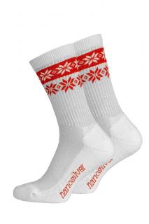 Zimní ponožky thermo SNOW bílá/červená Velikost: L 43/46