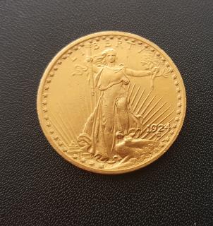 Investiční zlatá mince americký double Eagle 1924 Saint-Gaudens