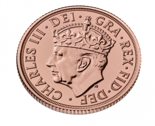 Investiční zlatá mince britský korunovační Sovereign -2023-Charles III.