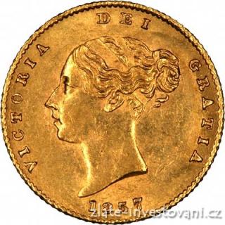 Investiční zlatá mince britský půl Sovereign-Victoria první portrét typ štít