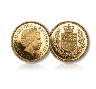 Investiční zlatá mince britský Sovereign-Alžběta II. 2002