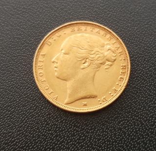 Investiční zlatá mince britský Sovereign - Victoria první portrét (typ Pistrucci) 1886-Melbourne