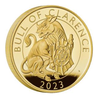 Investiční zlatá mince Bull of Clarence 2023-heraldická série -Proof 1 Oz