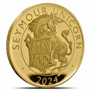 Investiční zlatá mince Seymore unicorn 2024-heraldická série -Proof 1 Oz