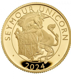 Investiční zlatá mince Seymour unicorn 2024-heraldická série -Proof 1/4 Oz