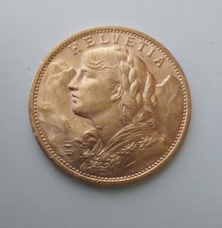 Investiční zlatá mince švýcarský 20 frank-Vrenelli 1901