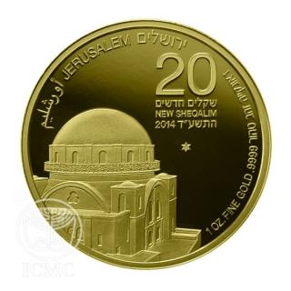 Investiční zlatá mince synagoga Hurva-2014