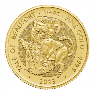 Investiční zlatá mince Yale of Beaufort Anglie 2023-heraldická série -Proof 1/4 Oz