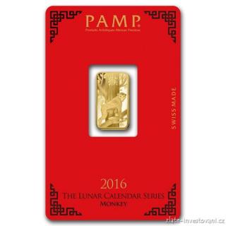 Investiční zlatý slitek PAMP rok  Opice 2016 5g