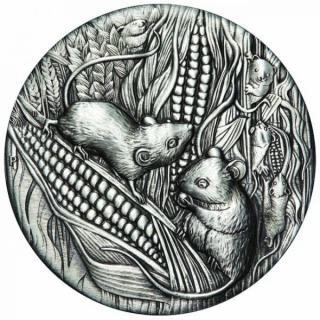 Stříbrná mince krysa 2 Oz 2020-matné zpracování