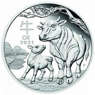 Stříbrná mince Rok býka 2021-1 Oz -lunární série III.