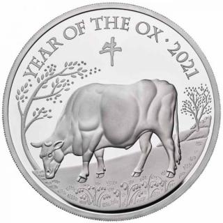 Stříbrná mince Rok býka 2021-5 Oz proof-lunární série III.-Velká Británie