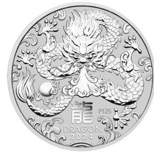 Stříbrná mince Rok draka 2024-1/2 Oz -lunární série III.