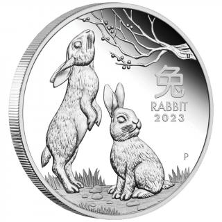 Stříbrná mince Rok králíka 2023-1 Oz proof-lunární série III.vysoký reliéf