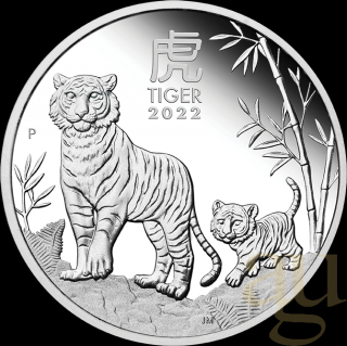 Stříbrná mince Rok tygra 2022-1/2 Oz proof-lunární série III.