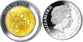Stříbrná mince rok tygra 2022-5 Oz s perletí