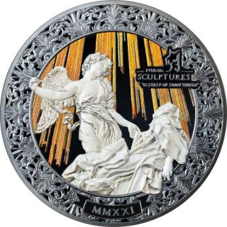 Stříbrná moderní mince Extáze Sv. Terezy 5 Oz 2021 proof