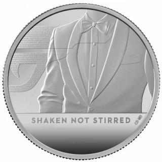 Stříbrná moderní mince James Bond Protřepat, Nemíchat 2 Oz proof 2020