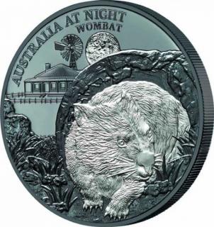 Stříbrná moderní mince Noční Austrálie: Wombat 1 Oz 2021