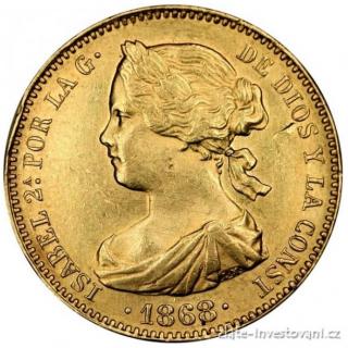 Zlatá mince 10 escudos-Královna Isabel II.