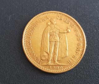 Zlatá mince 10 koruna Františka Josefa I.- uherská ražba K.B.1900 K.B.
