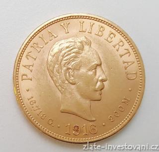 Zlatá mince 10 pesos Kuba-1916