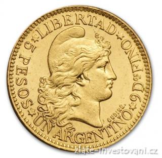 Zlatá mince 5 pesos Argentina 1881-1896