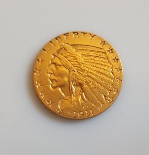 Zlatá mince americký half Eagle-Indiánský náčelník 5 dolarů 1911