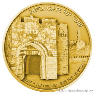 Zlatá mince Brána Jaffa -série Brány Jeruzaléma 2017 1 Oz
