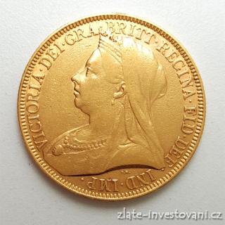 Zlatá mince britská Dvoulibra-Victoria 1893