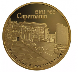 Zlatá mince Capernaum 2024-série Holy Land sites -Izrael 1 Oz