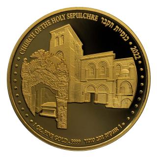 Zlatá mince Church of the Holy Sepulchre 2021-série Holy Land sites -Izrael 1 Oz