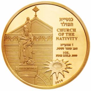 Zlatá mince Church of the Nativity 1 OZ 2019-Izrael
