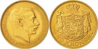 Zlatá mince dánská 20 koruna-1913-1917-Christian X.