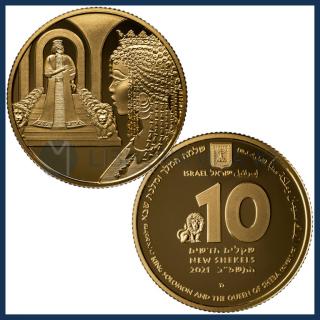 Zlatá mince Král Šalamoun a královna ze Sáby 2021-10 šekelů Izrael